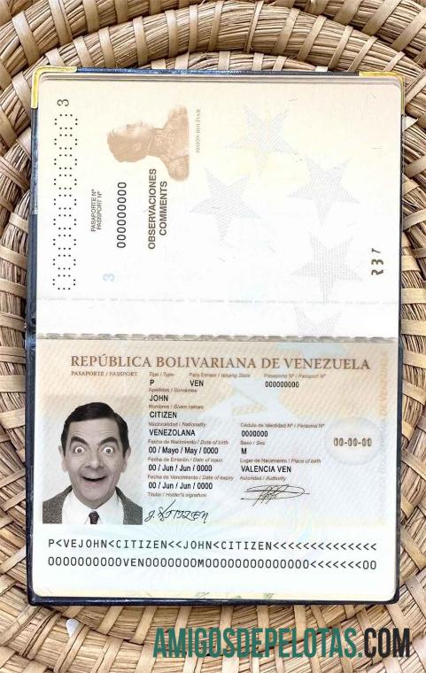 Foto do passaporte da Venezuela exemplo real